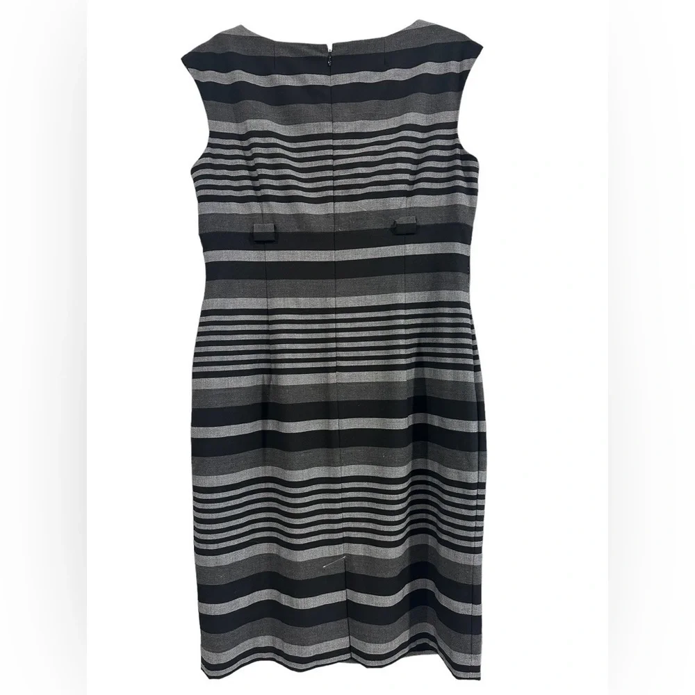 Women’s Striped Sleeveless Midi Knee Length Dress Calvin Klein 12 Black Gray